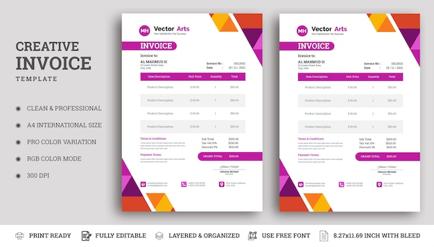 Business invoice template theme