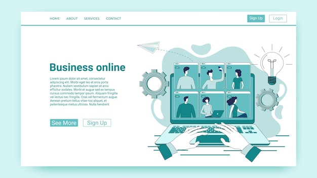 Business online Verhandlungsbesprechungen und Videokonferenzen im Online-Modus