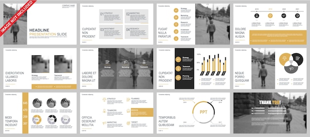 Business powerpoint-präsentation schiebt vorlagen aus infografik-elementen.