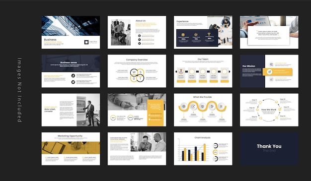Business-Powerpoint-Präsentationsvorlagen Elemente auf weißem Hintergrund.