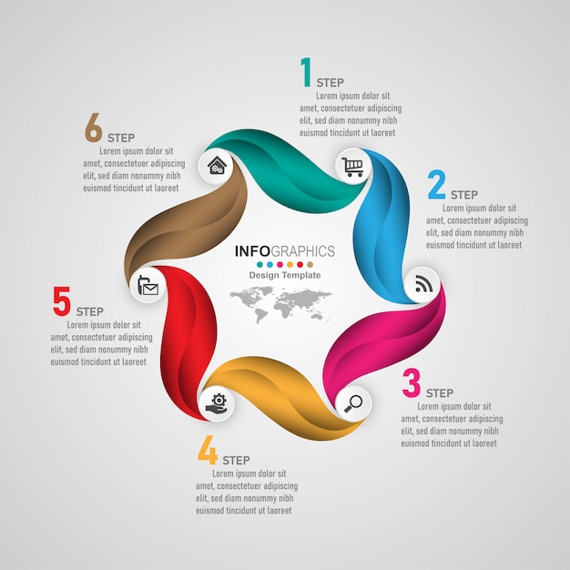 Business process timeline infografiken 6 schritte.