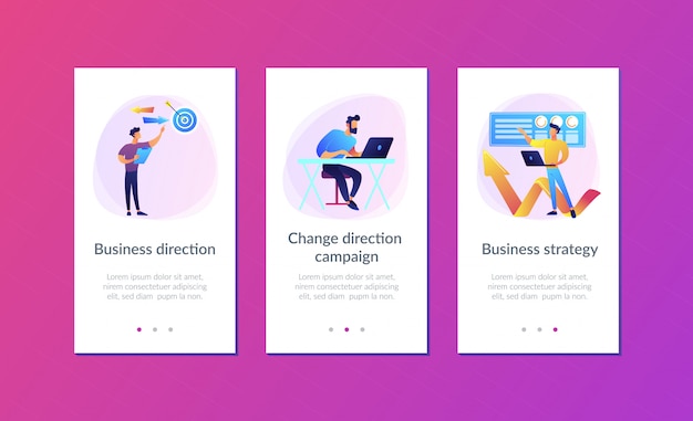 Business richtung app interface-vorlage