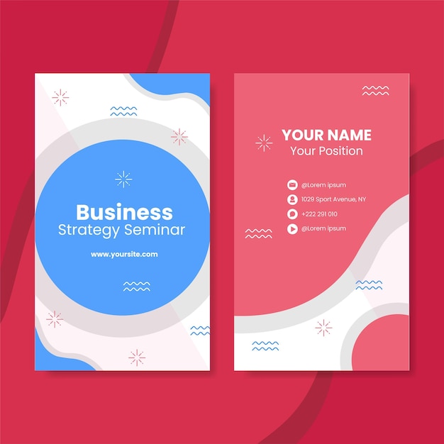 Business-Seminar-ID-Kartenvorlage flache Cartoon-Hintergrund-Vektor-Illustration