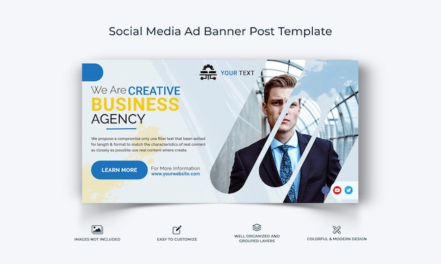 Business Service Social Media Facebook-Werbebanner-Post-Vorlage Premium-Vektor