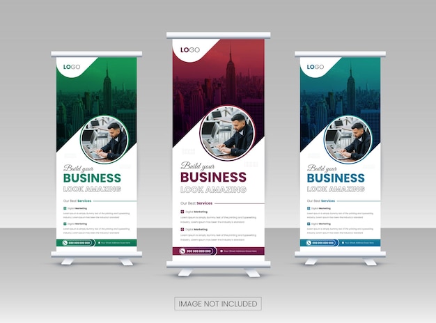 Business Standee Roll-Up-Banner-Design oder Pull-Up-Banner-Vorlage