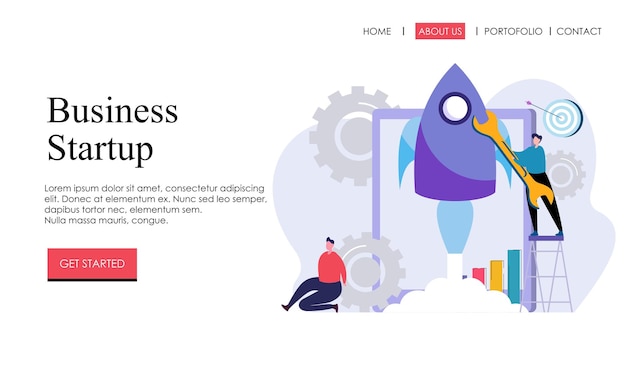 Business startup abstraktes Konzept Vorlage für die Zielseite der Website-Webseite