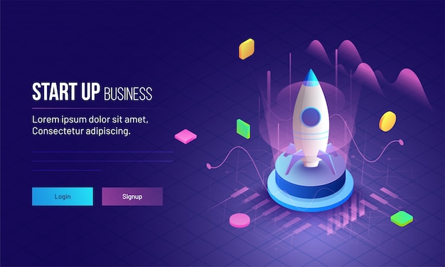 Business-Startup-Konzept-Startseite-Design