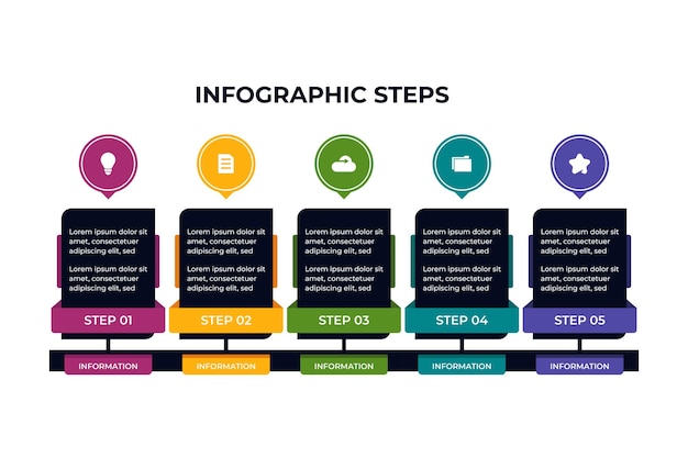 Business Steps Infografik Präsentationsvorlage
