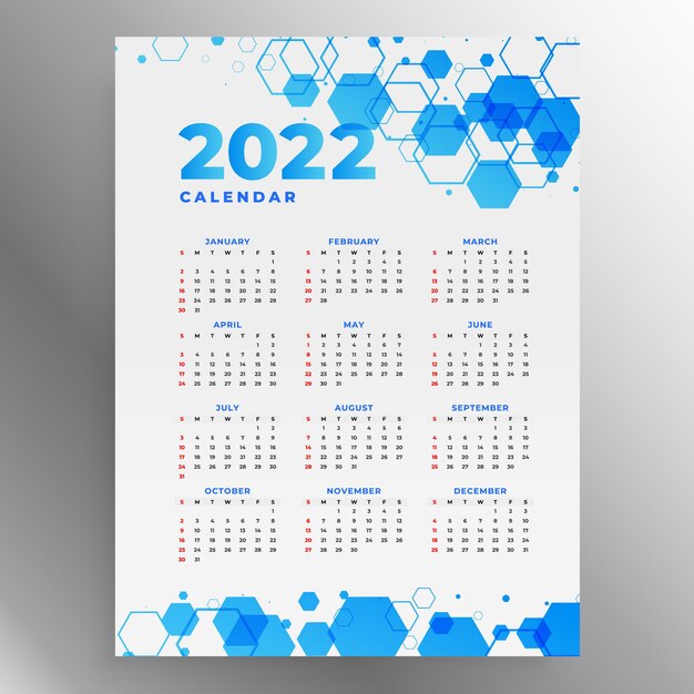 Vektor business-stil moderne 2022-kalender-design-vorlage