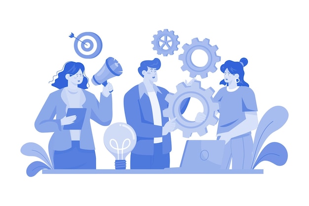 Business Team Management Illustration Konzept auf weißem Hintergrund