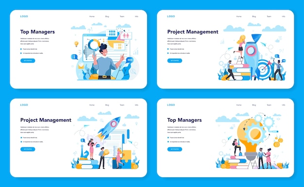 Business-Top-Management-Web-Banner oder Landingpage-Set