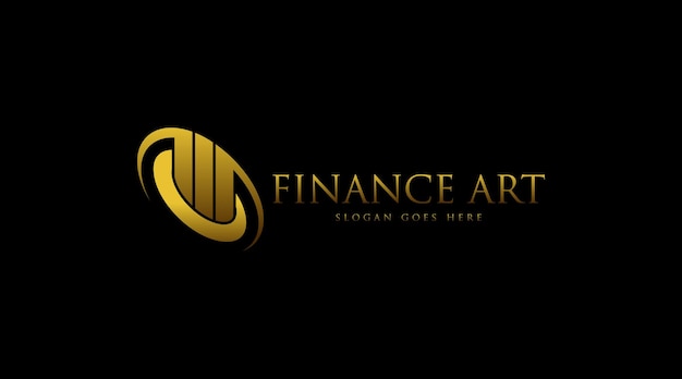 Business- und finanz-logo-konzept-vektor in schwarzem hintergrund isoliert