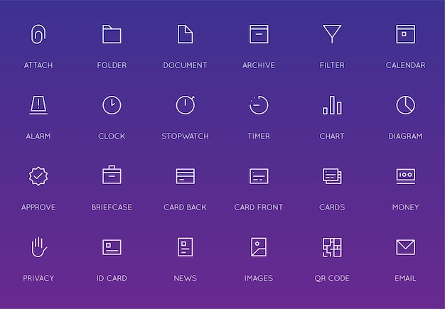 Business User Interface UI Vector Icon Set Hochwertige, minimal linierte Symbole für alle Zwecke