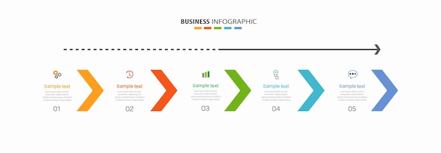 Business-vektor-infografik-vorlage mit 5 optionen