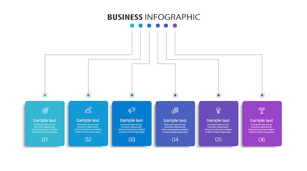 Vektor business-vektor-infographik-design-vorlage mit symbolen und 6 optionen oder schritten