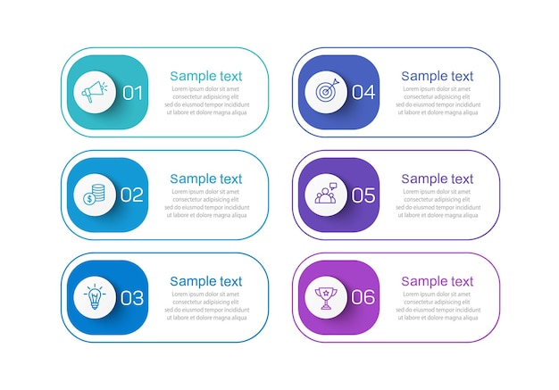 Vektor business-vektor-infographik-design-vorlage mit symbolen und 6 optionen oder schritten