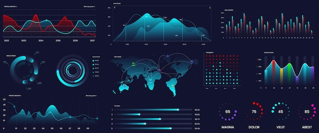 Business-Vektorelemente für Datenvisualisierung Infografiken und farbenfrohes Diagrammdesign