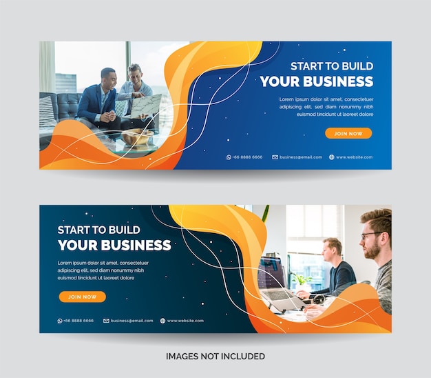 Business web banner vorlage mit blauer verlaufsfarbe