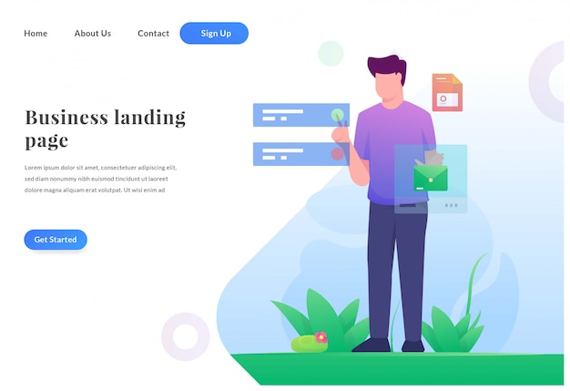 Vektor business web landing page management