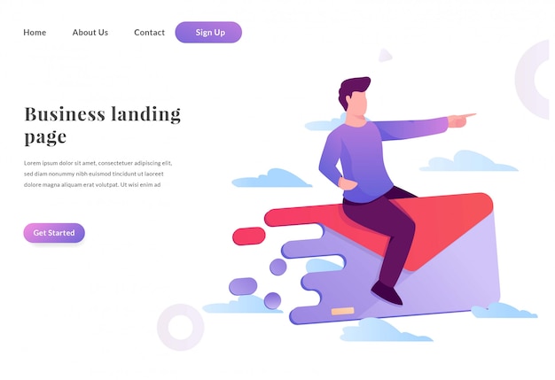 Business web landing page nachrichtendienst