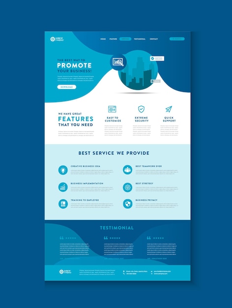 Business Website Landing Page oder App Landing Page oder Web User Interface Design oder Web Wire-Frame Template