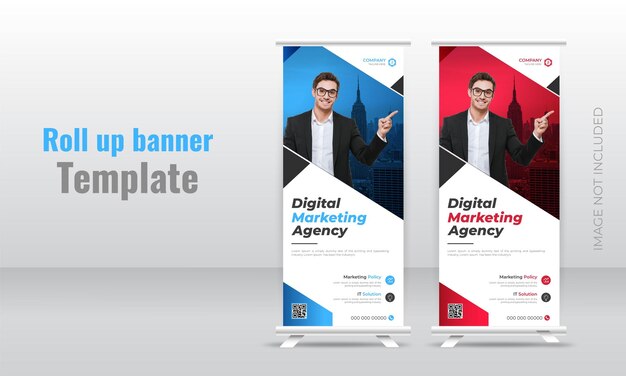 Business x einziehbares signage-banner-design oder roll-up-werbeständer