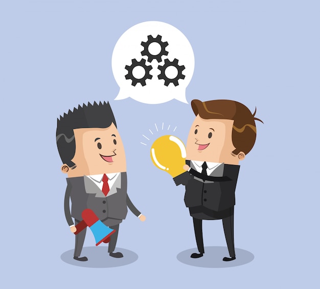 Businessmens, die an Idee arbeiten