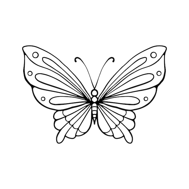 Butterfly Line Art Einfache minimale Butterfly Line Tattoo-Ikonen-Logotyp Schmetterling Schwarz und Weiß