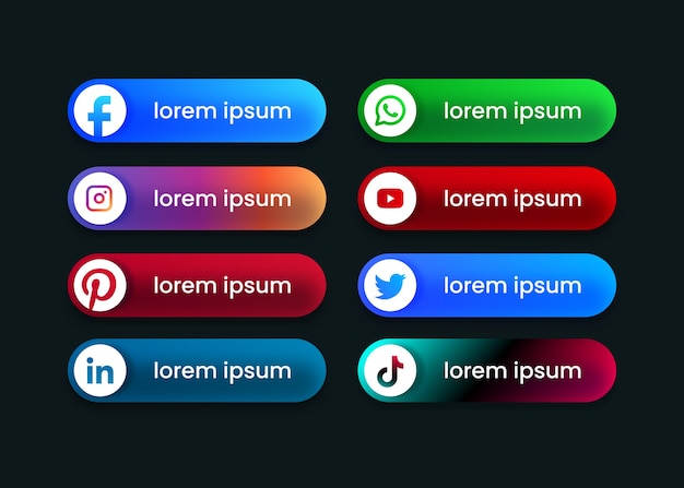 Vektor button social media sammlung in farbenfrohen