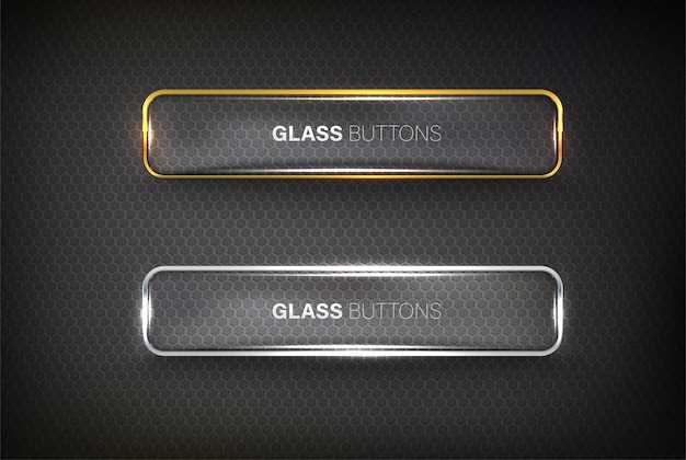 Button webset glas auf hintergrundfarbe schwarz