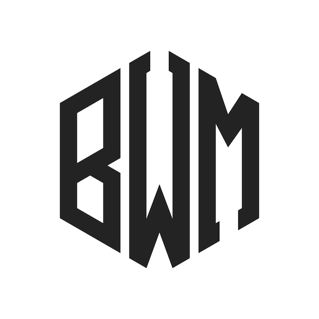 BWM-Logo-Design Anfangsbuchstaben BWM-Monogramm-Logo in sechseckiger Form