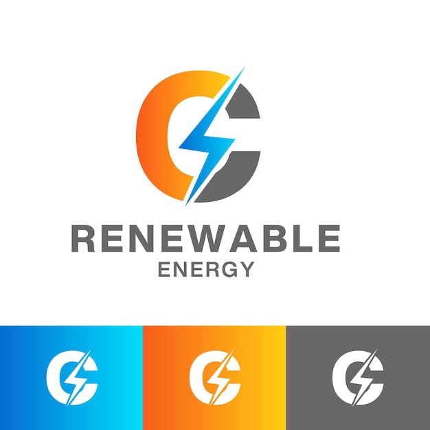 C-buchstabe logodesign für erneuerbare energien oder donner-symbol-logodesign