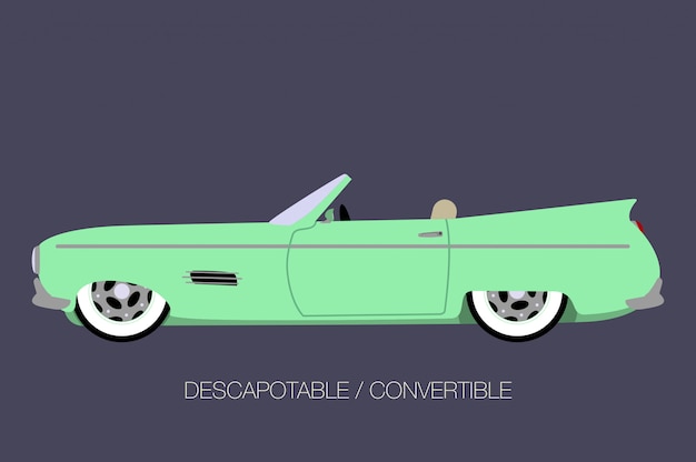 Cabrio auto, seitenansicht, flaches design