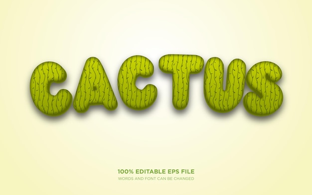 Cactus 3d bearbeitbarer textstileffekt