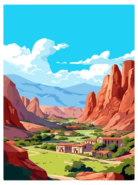 Vektor cafayate vintage reiseposter souvenir postkarten porträtmalerei wpa-illustration