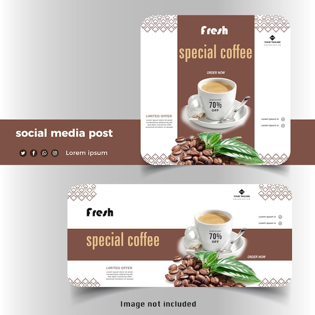 Café frische Getränkekarte Social Media Post Banner Vorlage