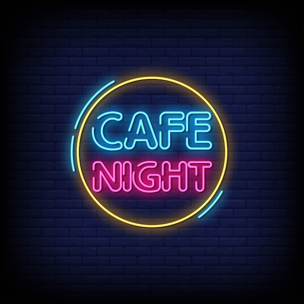 Cafe nacht neon zeichen stil text