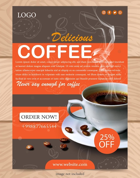 Vektor café-poster-vorlage, banner-vektor-design für soziale medien und digitales marketing