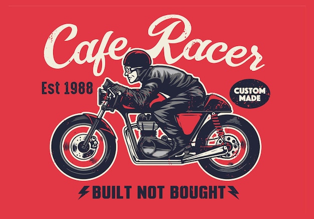 Cafe racer t-shirt design im vintage-stil