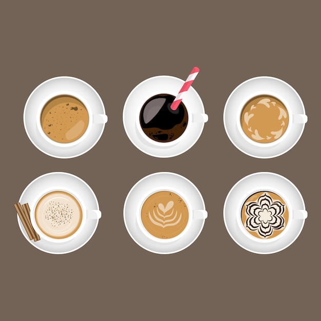 Vektor cafe verspotten. kaffee kunst latte design.