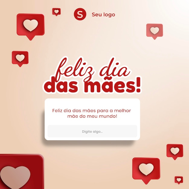 Caixa de mensagem para dias das mães em redes sociais