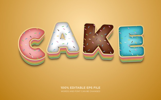 Cake 3d-bearbeitbare text-stil-effekt