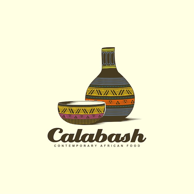 Calabash-schüssel mit buntem logo design der wasserflasche