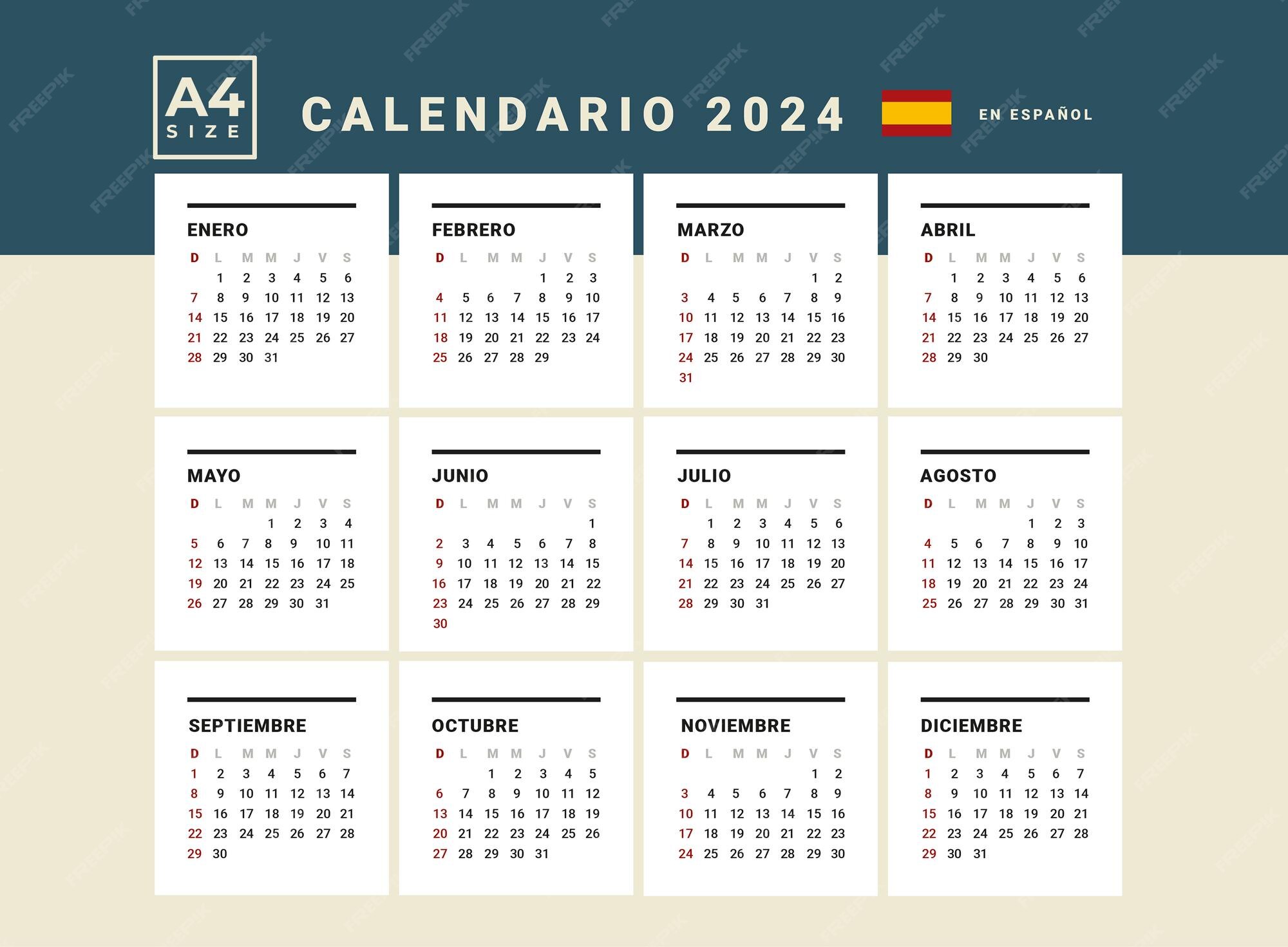 Calendario 2024 spanisch PremiumVektor