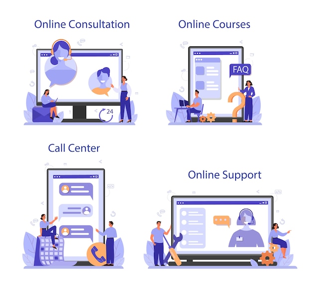Call Center Online-Service oder Plattform-Set