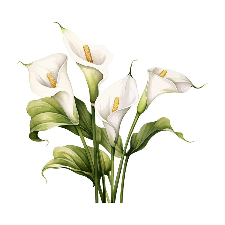 Vektor calla lily aquarell blumen set clipart weißer hintergrund