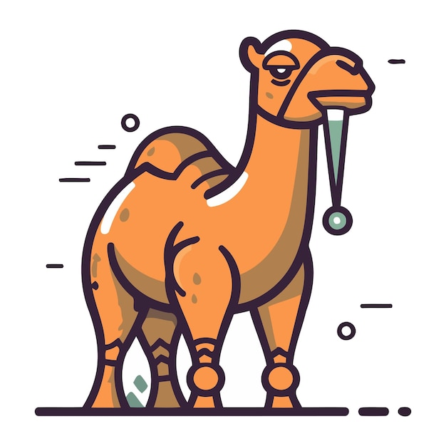 Vektor camel vector-illustration im flachen linearen stil auf weißem hintergrund