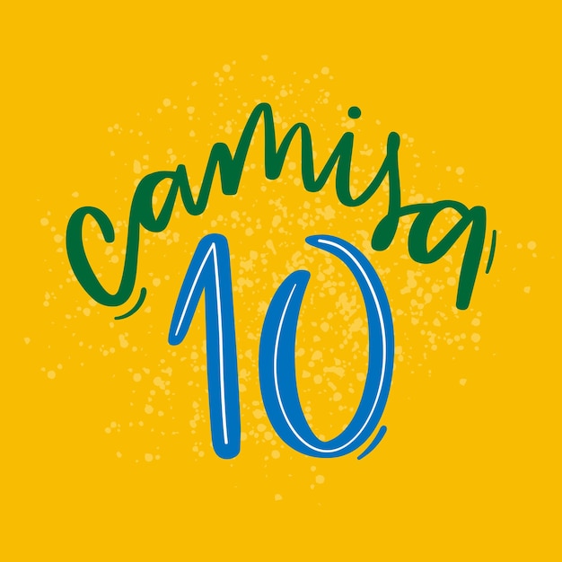 Camisa 10. trikotnummer 10 in brasilianischem portugiesisch. moderne handschrift. vektor.