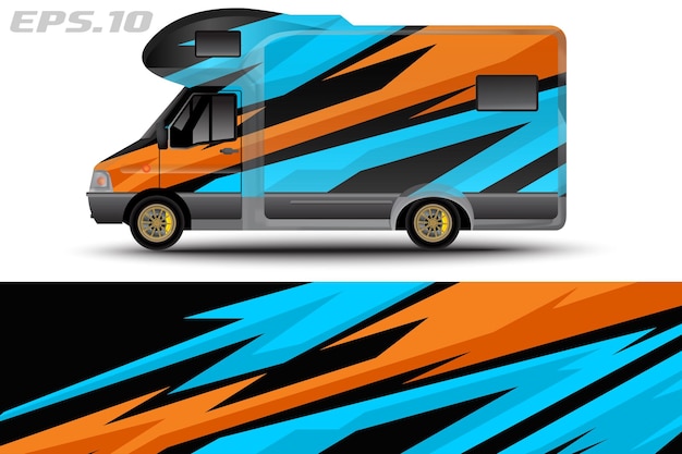 Camper car wrap design vector für fahrzeugvinylaufkleber und autoaufkleber