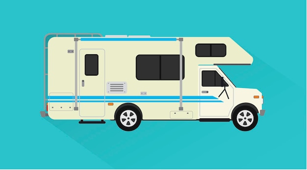Camper trailer car design flache stylevector illustration